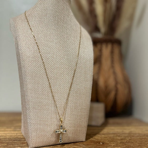 Necklace 925 Sterling Silver Gold Plated Blue Sapphire Cross Pendant Necklace