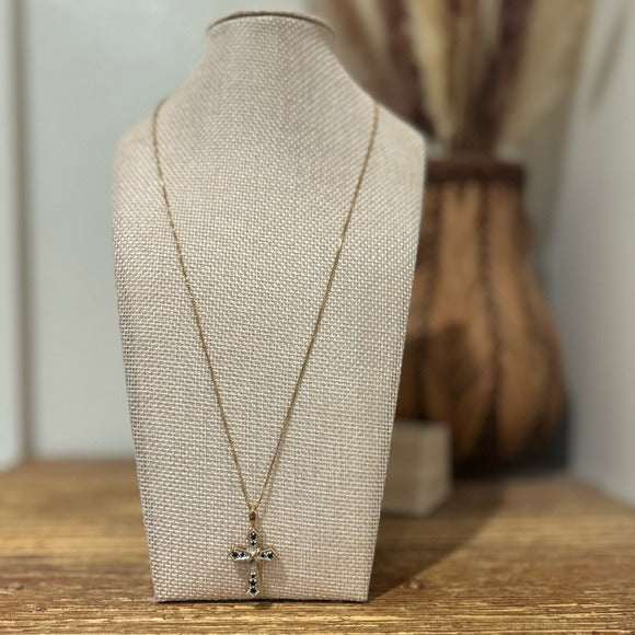 Necklace 925 Sterling Silver Gold Plated Blue Sapphire Cross Pendant Necklace