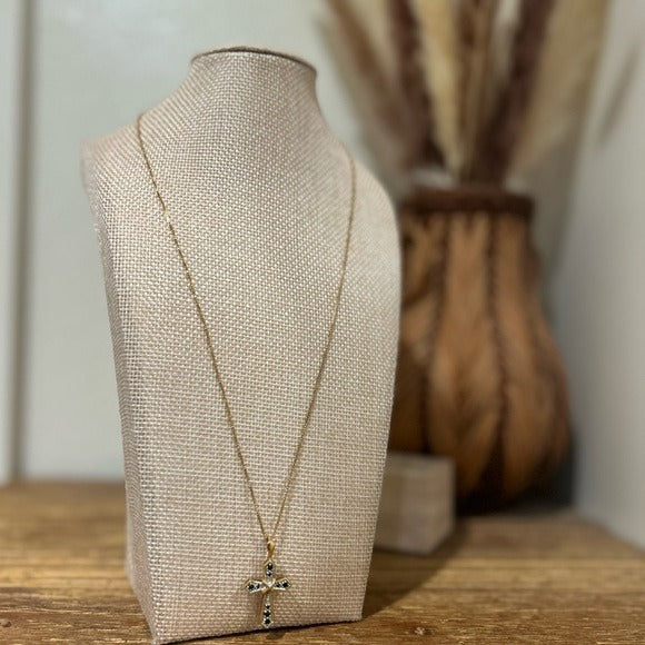 Necklace 925 Sterling Silver Gold Plated Blue Sapphire Cross Pendant Necklace