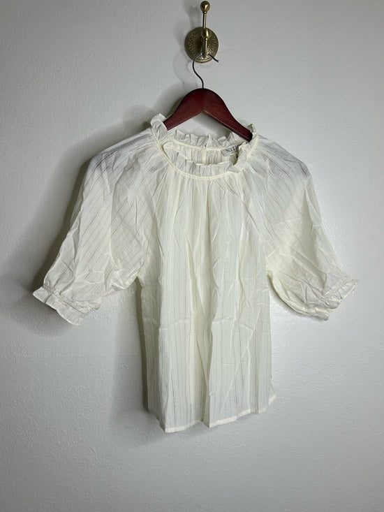 Nation LTD Nation LA 100% Cotton Whitney Ruffle Short Sleeve Top in Porcelain - Cotton