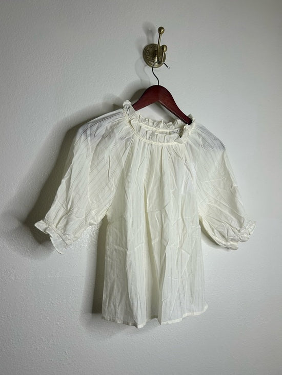 Nation LTD Nation LA 100% Cotton Whitney Ruffle Short Sleeve Top in Porcelain - Cotton