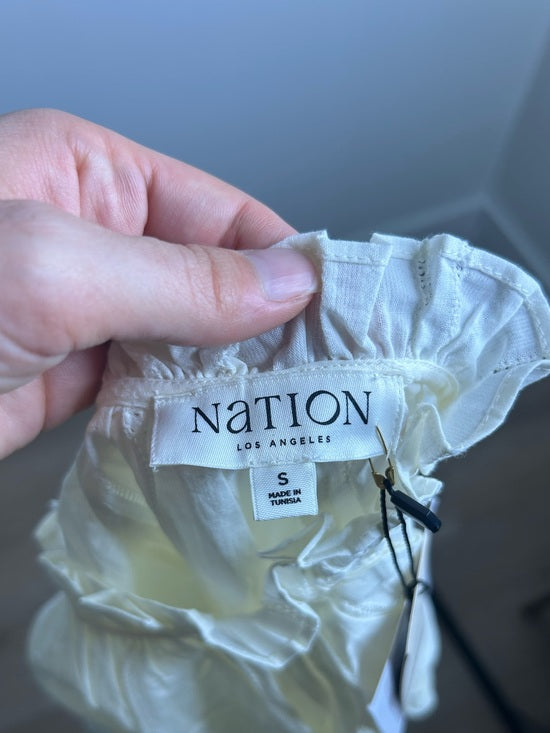 Nation LA 100% Cotton Whitney Ruffle Short Sleeve Top in Porcelain