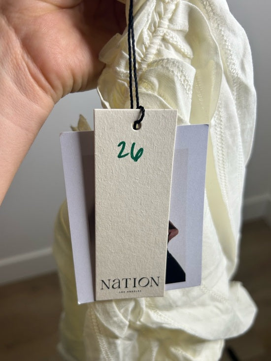 Nation LA 100% Cotton Whitney Ruffle Short Sleeve Top in Porcelain