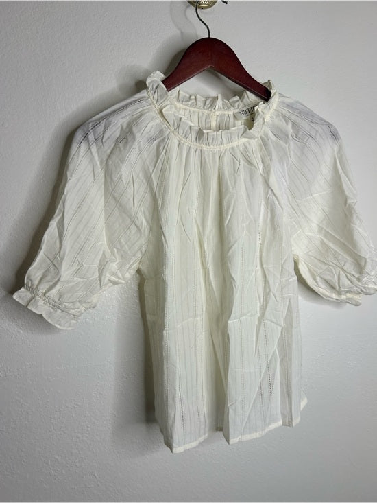 Nation LTD Nation LA 100% Cotton Whitney Ruffle Short Sleeve Top in Porcelain - Cotton