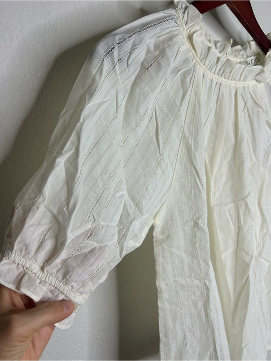 Nation LTD Nation LA 100% Cotton Whitney Ruffle Short Sleeve Top in Porcelain - Cotton