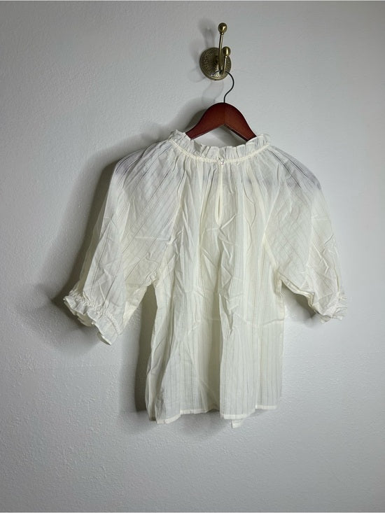 Nation LTD Nation LA 100% Cotton Whitney Ruffle Short Sleeve Top in Porcelain - Cotton