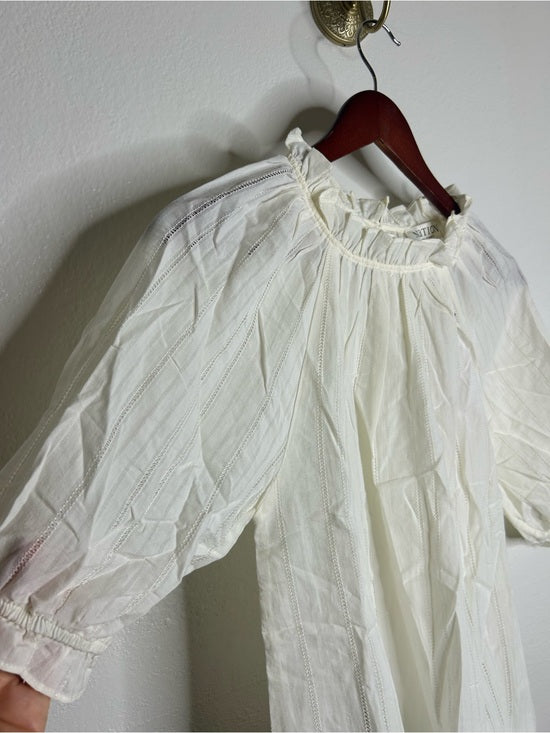 Nation LTD Nation LA 100% Cotton Whitney Ruffle Short Sleeve Top in Porcelain - Cotton
