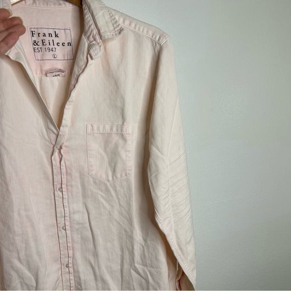 Frank &amp; Eileen 100% Cotton Mary Famous Denim Light Pink Shirt Dress