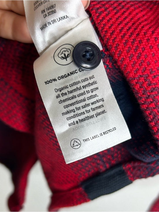 Outerknown 100% Organic Cotton Red Blue Plaid Blanket Shirt Button Down XS/S