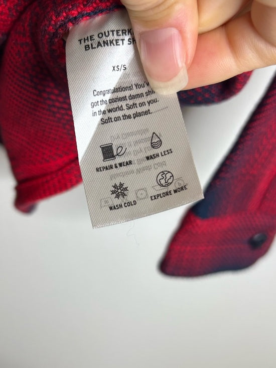 Outerknown 100% Organic Cotton Red Blue Plaid Blanket Shirt Button Down XS/S