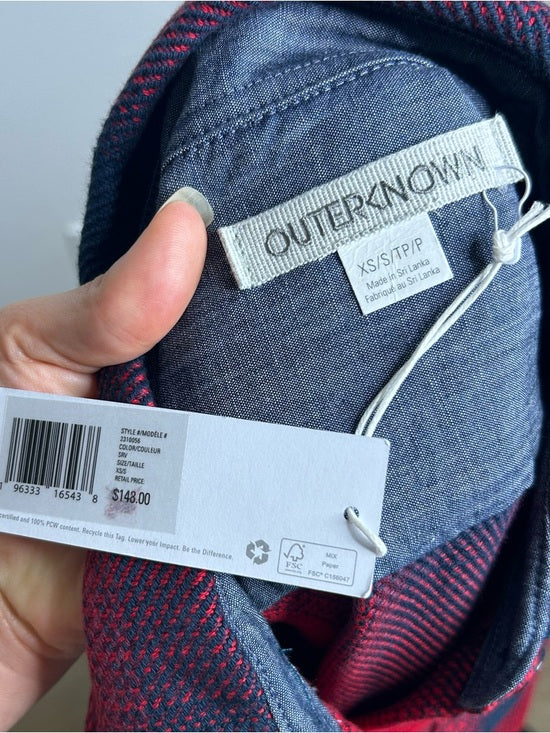 Outerknown 100% Organic Cotton Red Blue Plaid Blanket Shirt Button Down XS/S