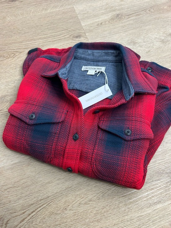 Outerknown 100% Organic Cotton Red Blue Plaid Blanket Shirt Button Down XS/S