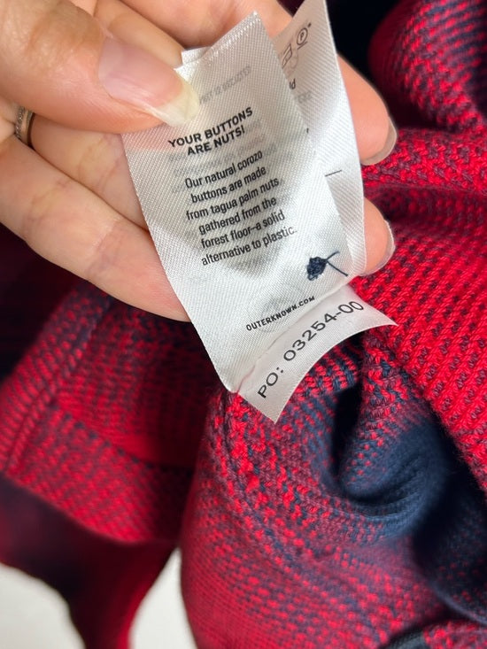 Outerknown 100% Organic Cotton Red Blue Plaid Blanket Shirt Button Down XS/S