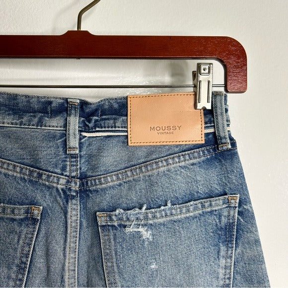 Moussy NWT Moussy Vintage 100% Cotton Tapered Distressed Jean Cow Hide Patch - Cotton, Denim