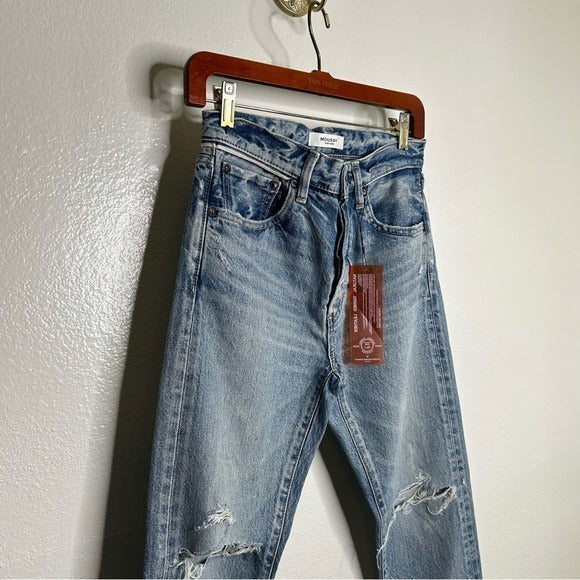 Moussy NWT Moussy Vintage 100% Cotton Tapered Distressed Jean Cow Hide Patch - Cotton, Denim