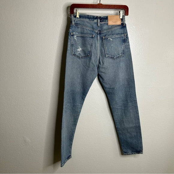 Moussy NWT Moussy Vintage 100% Cotton Tapered Distressed Jean Cow Hide Patch - Cotton, Denim