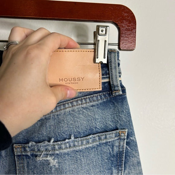 Moussy NWT Moussy Vintage 100% Cotton Tapered Distressed Jean Cow Hide Patch - Cotton, Denim