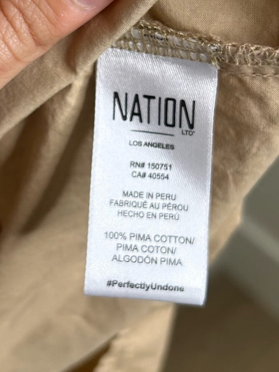 Nation LA 100% Pima Cotton Tan Neutural Tiered Short Sleeve Midi Dress