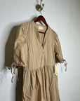 Nation LA 100% Pima Cotton Tan Neutural Tiered Short Sleeve Midi Dress