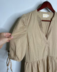 Nation LA 100% Pima Cotton Tan Neutural Tiered Short Sleeve Midi Dress
