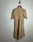 Nation LA 100% Pima Cotton Tan Neutural Tiered Short Sleeve Midi Dress
