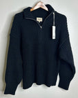 MATE The Label 100% Organic Cotton Half - Zip Chunky Knit Oversized Sweater