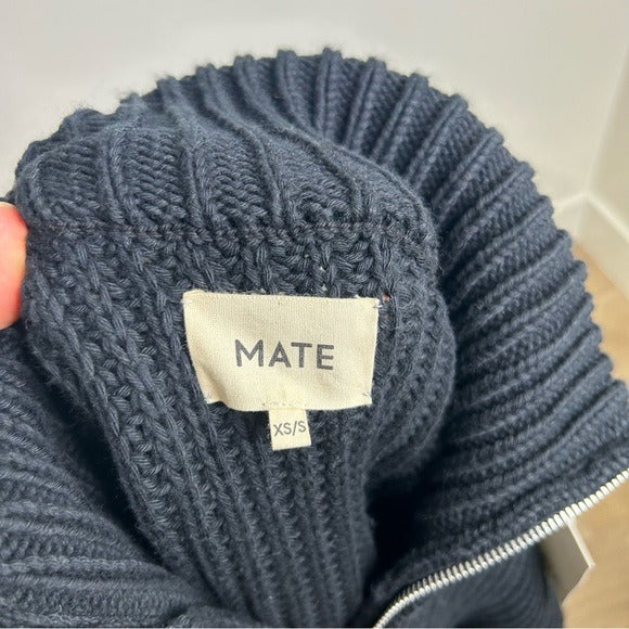 MATE The Label 100% Organic Cotton Half - Zip Chunky Knit Oversized Sweater