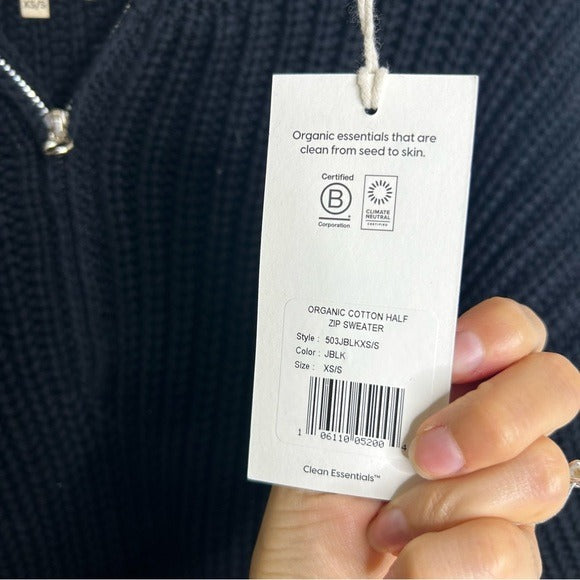 MATE The Label 100% Organic Cotton Half - Zip Chunky Knit Oversized Sweater