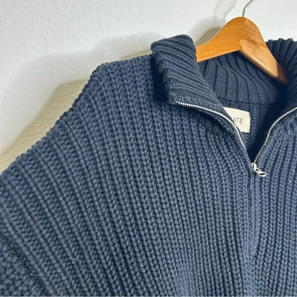 MATE the Label MATE The Label 100% Organic Cotton Half - Zip Chunky Knit Oversized Sweater - Cotton