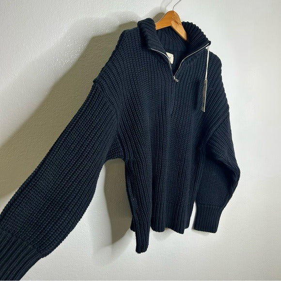 MATE the Label MATE The Label 100% Organic Cotton Half - Zip Chunky Knit Oversized Sweater - Cotton