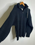 MATE The Label 100% Organic Cotton Half - Zip Chunky Knit Oversized Sweater