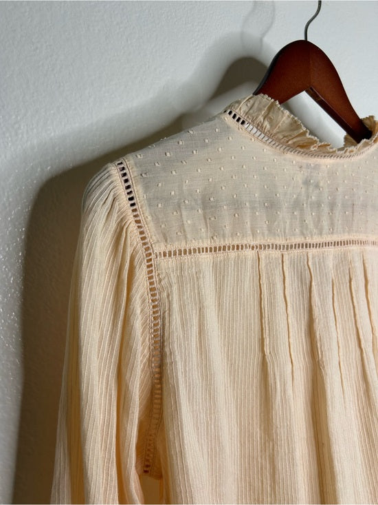 Faherty 100% Organic Cotton Peach Willa Button Down Long Sleeve Blouse Top