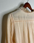 Faherty 100% Organic Cotton Peach Willa Button Down Long Sleeve Blouse Top