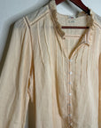 Faherty 100% Organic Cotton Peach Willa Button Down Long Sleeve Blouse Top