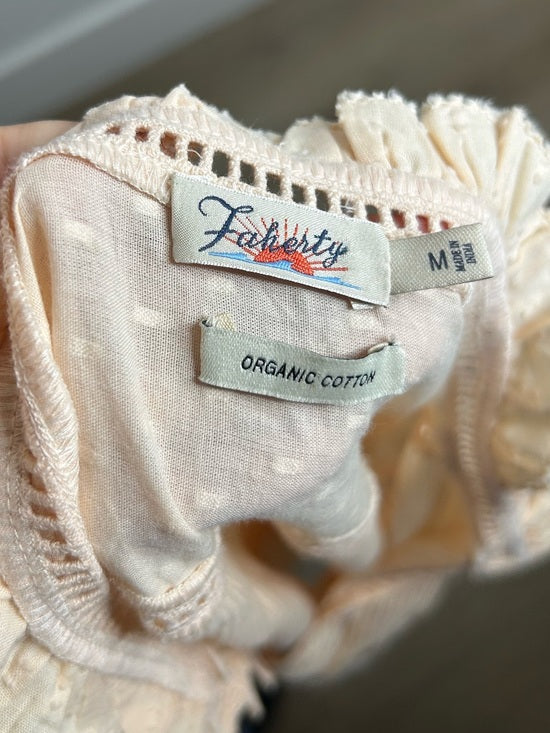 Faherty 100% Organic Cotton Peach Willa Button Down Long Sleeve Blouse Top