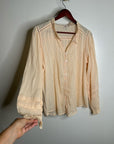 Faherty 100% Organic Cotton Peach Willa Button Down Long Sleeve Blouse Top