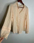 Faherty 100% Organic Cotton Peach Willa Button Down Long Sleeve Blouse Top