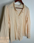 Faherty 100% Organic Cotton Peach Willa Button Down Long Sleeve Blouse Top