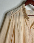 Faherty 100% Organic Cotton Peach Willa Button Down Long Sleeve Blouse Top