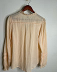 Faherty 100% Organic Cotton Peach Willa Button Down Long Sleeve Blouse Top