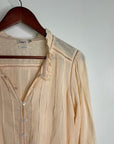 Faherty 100% Organic Cotton Peach Willa Button Down Long Sleeve Blouse Top