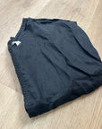 Garnet Hill 100% Linen Black V - Neck Short Sleeve Boxy Fit Blouse Top
