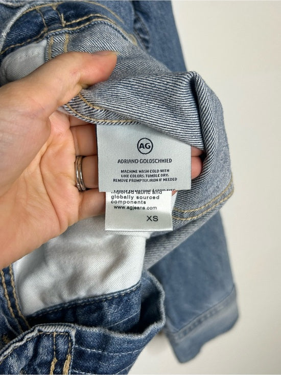 AG Denim 100% Cotton Tie Belt Button Down Jean Jacket Oversized