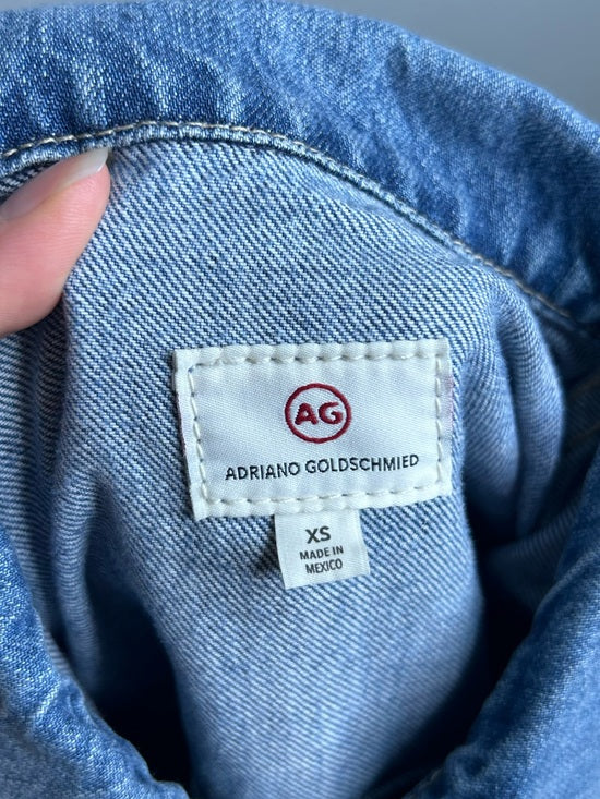 AG Denim 100% Cotton Tie Belt Button Down Jean Jacket Oversized