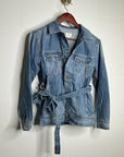 AG Denim 100% Cotton Tie Belt Button Down Jean Jacket Oversized