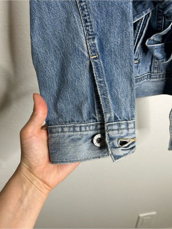 AG Denim 100% Cotton Tie Belt Button Down Jean Jacket Oversized