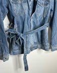 AG Denim 100% Cotton Tie Belt Button Down Jean Jacket Oversized