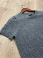 Enza Costa 100% Cashmere Gray Short Sleeve Knit Crew Neck Top
