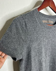 Enza Costa 100% Cashmere Gray Short Sleeve Knit Crew Neck Top