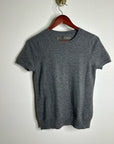 Enza Costa 100% Cashmere Gray Short Sleeve Knit Crew Neck Top